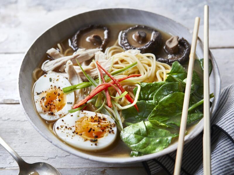 Chicken miso and mushroom ramen