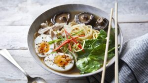 Chicken miso and mushroom ramen